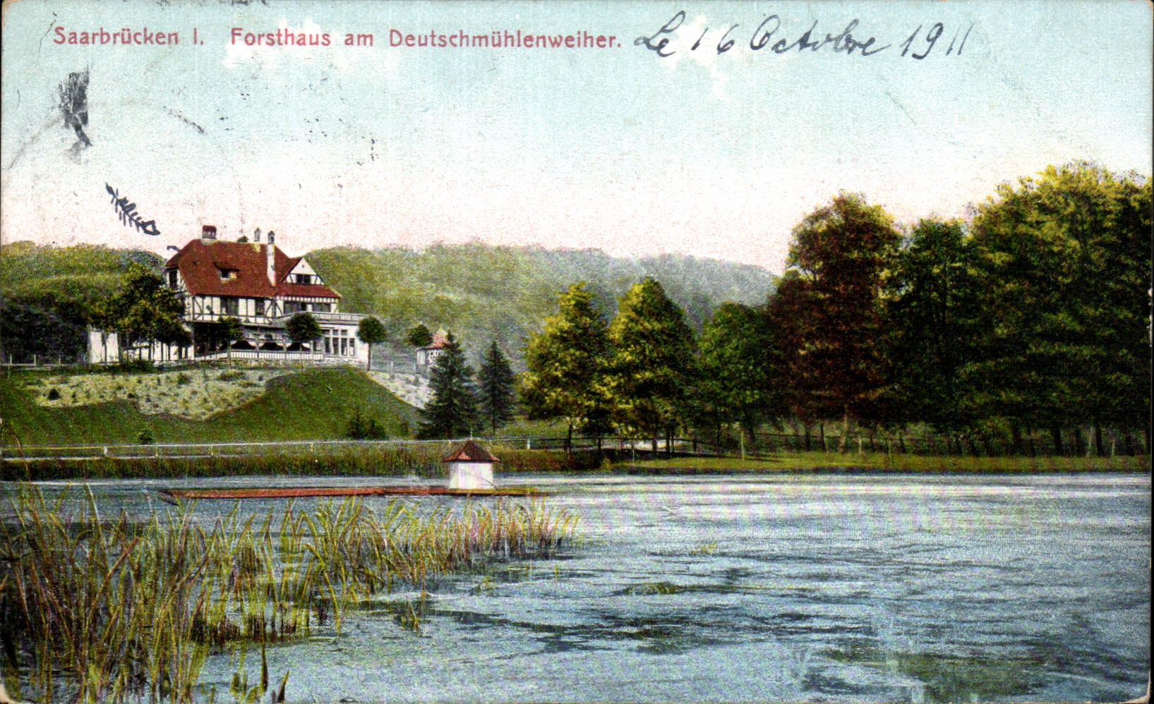 CPA Saarbrucken i Forsthaus am Deutschmuhlenweiher