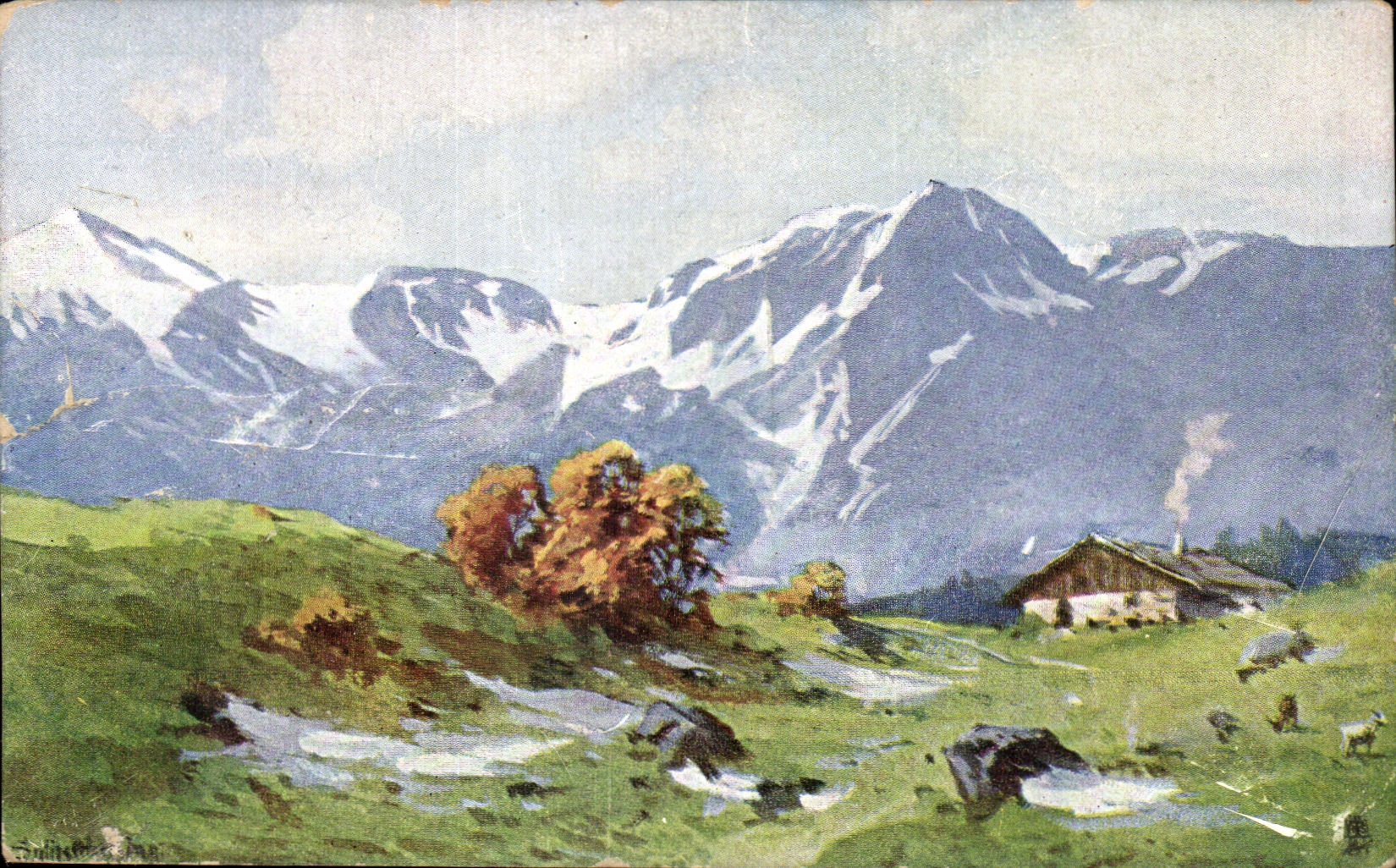 CPA Paysage dans les Alpes