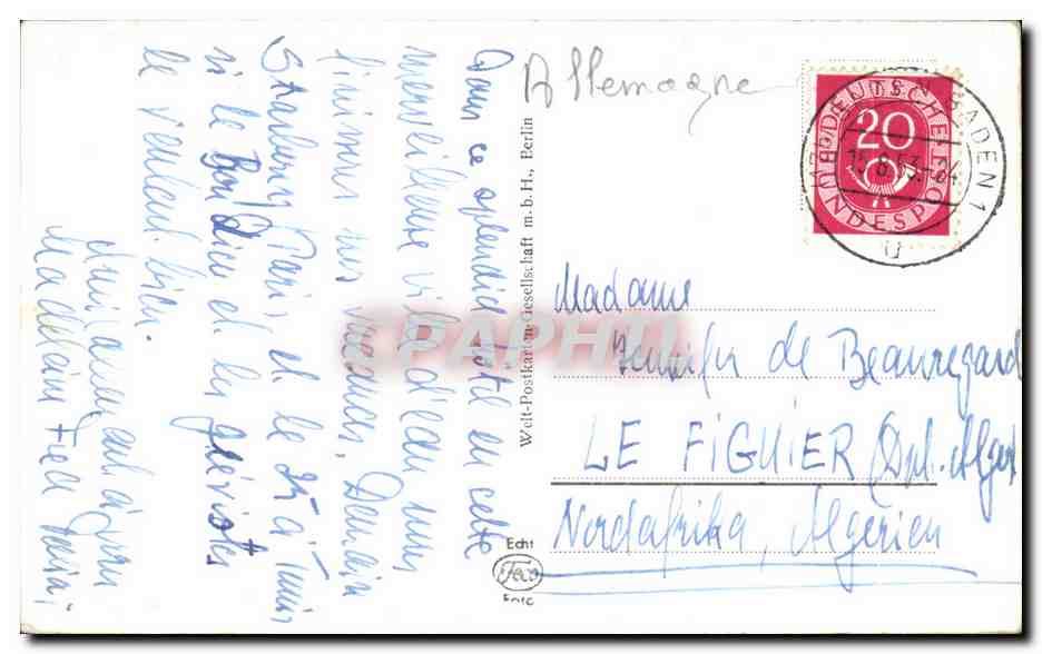 CPA Baden Baden Brehners Kurhof — Verso