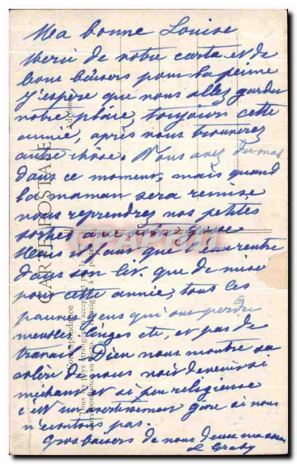 CPA Une Pensee De Bordeaux — Verso