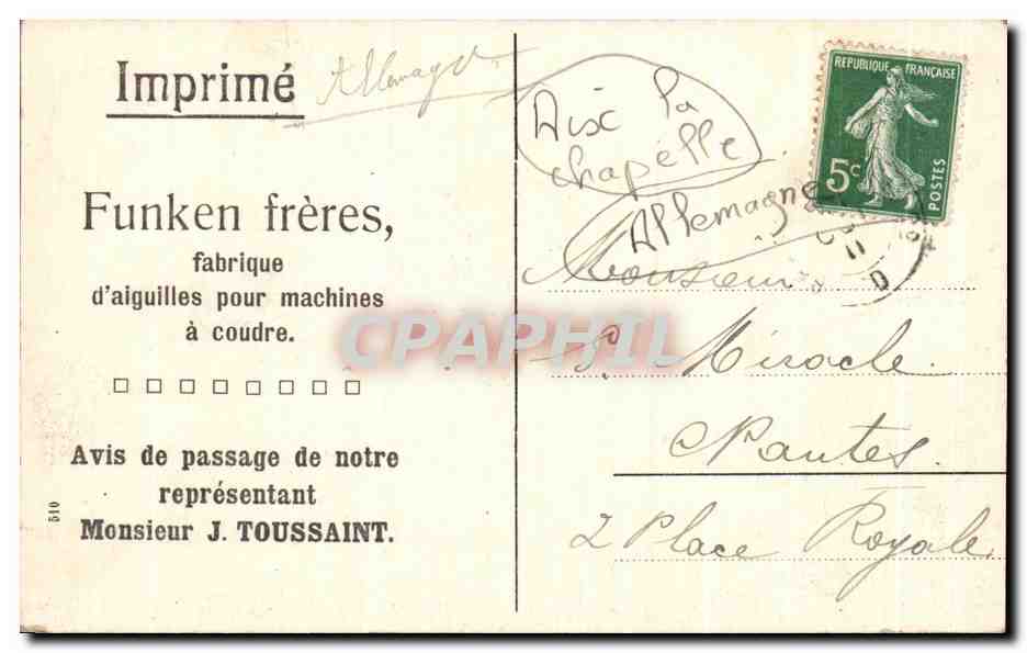 CPA Aachen Funken Fretes — Rückseite