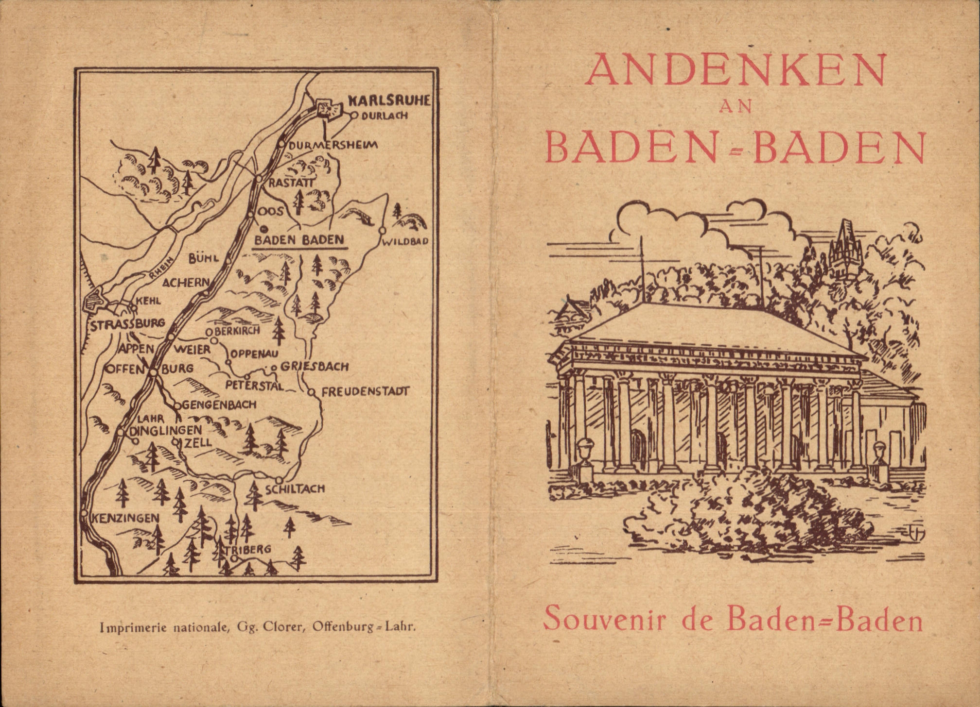 Carte livret Andenken Baden Baden 