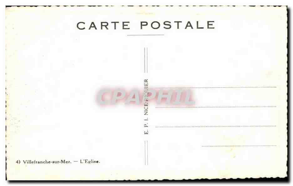 Villefranche-sur-Mer — L'Église — E.P.I. NICE-RIQUIER, n°4 — Verso