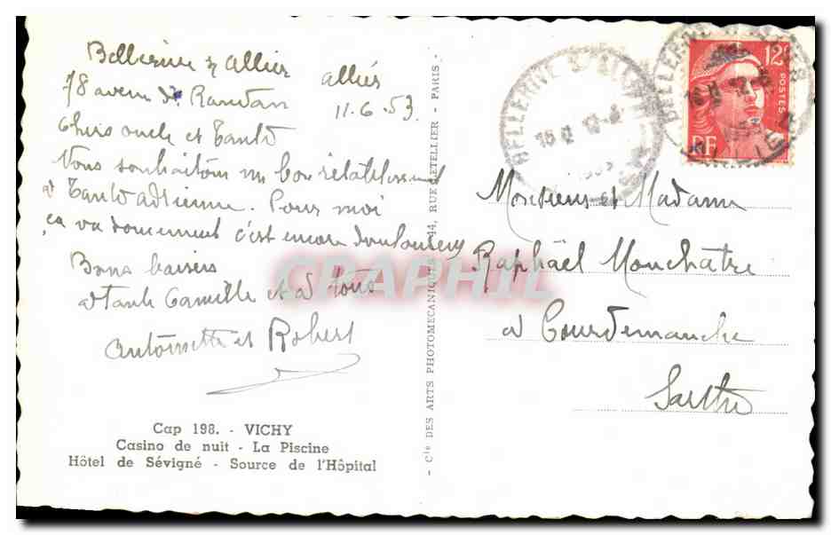 Vichy — Souvenir de Vichy — Cie des Arts Photomécanique — Verso