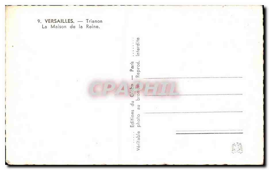 CPA Versailles Trianon La Maison de la Reine — Rückseite