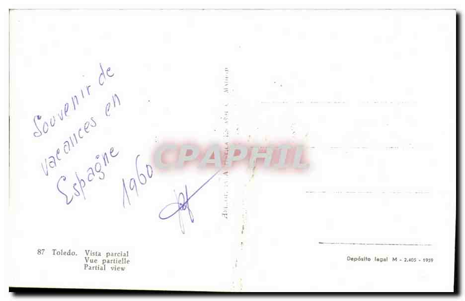 CPA Toledo Vista Parcial Vue Partielle Partial view — Back