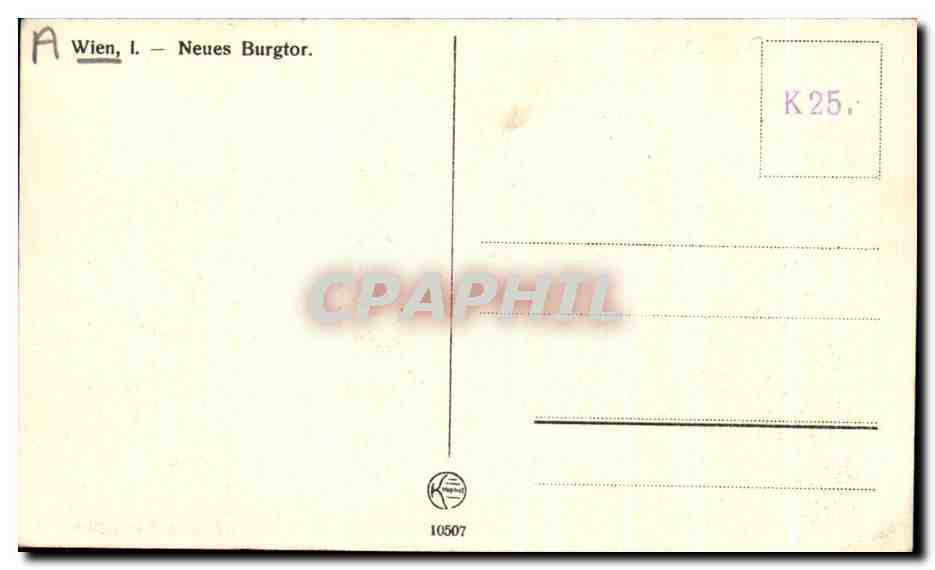 CPA Wien I Neues Burgtor — Rückseite