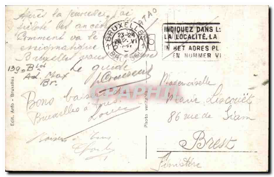 CPA Bruxelles Palais de Justice — Rückseite