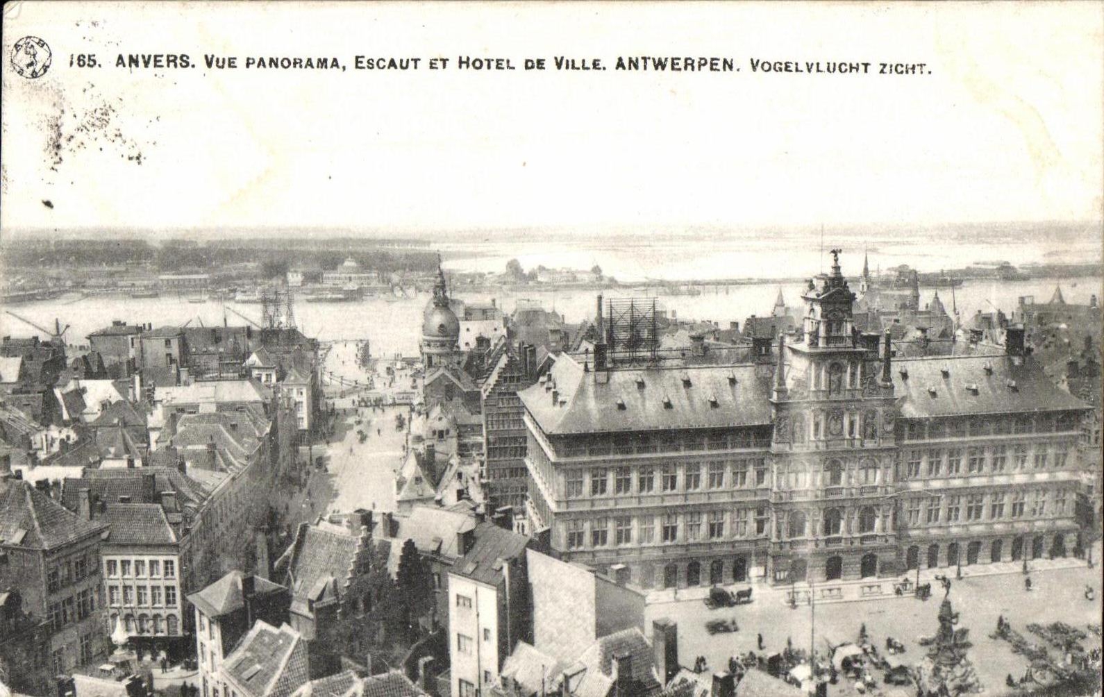 CPA Anvers Vue Panorama Escaut et hotel de ville
