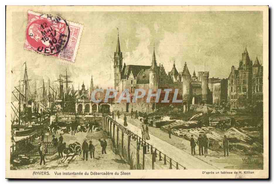 CPA Anvers Vue instantanee du Debarcadere du Steen