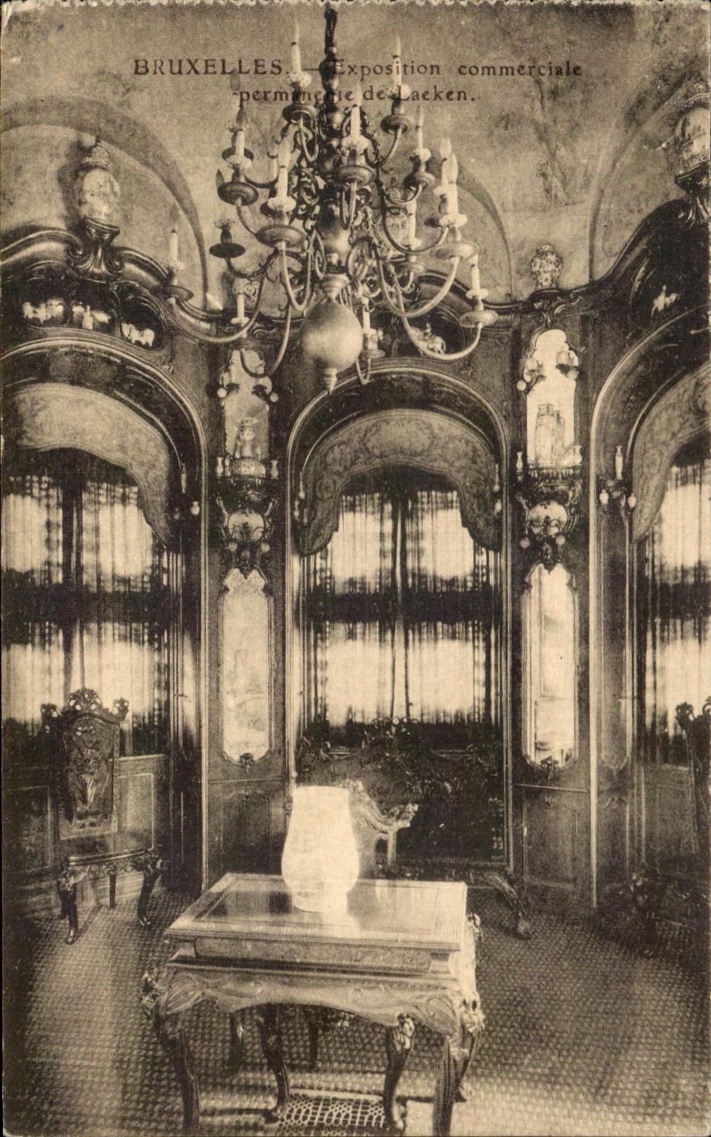 CPA Bruxelles Exposition commerciale permanente de Laeken Le salon bleu du pavillon chinois