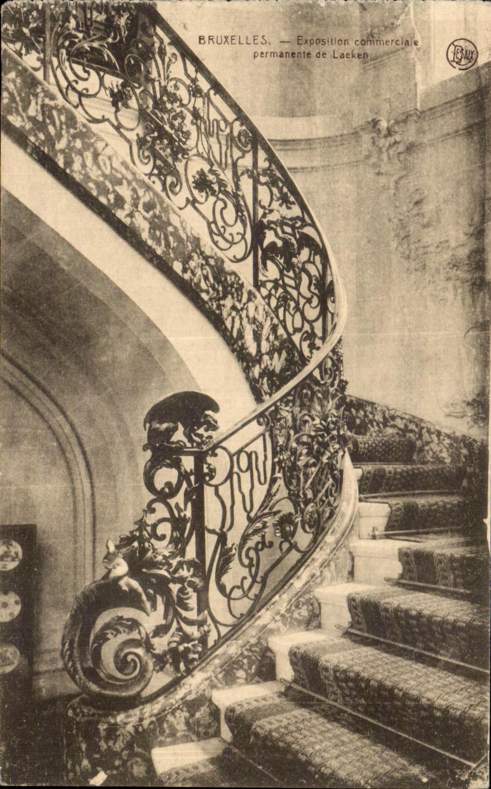 CPA Bruxelles Exposition Commerciale permanente de Laeken Balustrade en fer forge