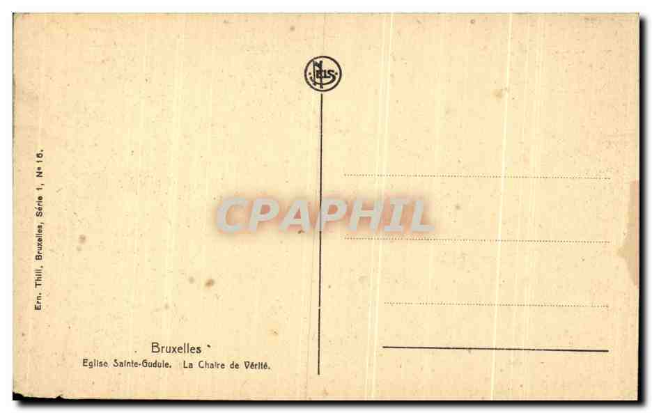 CPA Bruxelles Eglise Saint Gudule La Chaire de Verite — Rückseite