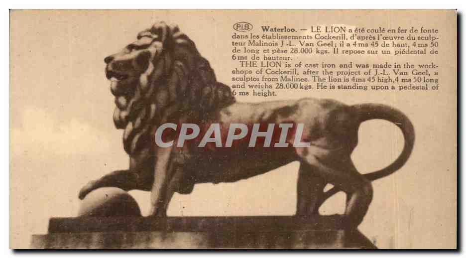 Lion de Waterloo — statue en fonte — éditeur P.I.B.