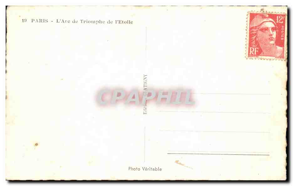 CPA Paris L'Arc De Triomphe De l'Etoile — Rückseite