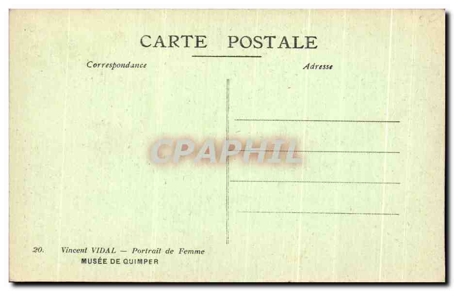 CPA Vincent Vidal Portait De Femme Musee De Quimper — Verso
