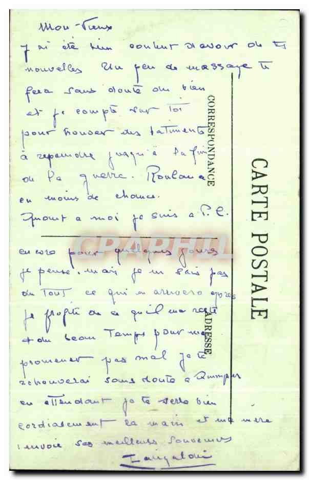 CPA Alfred Guillou L'adieu Musee de Quimper — Verso
