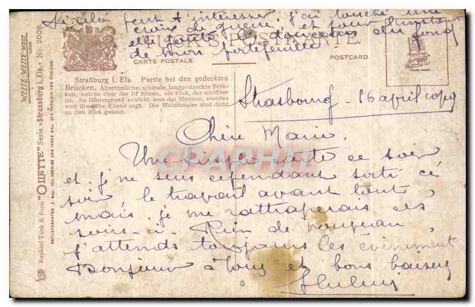 CPA Strasbourg  — Verso