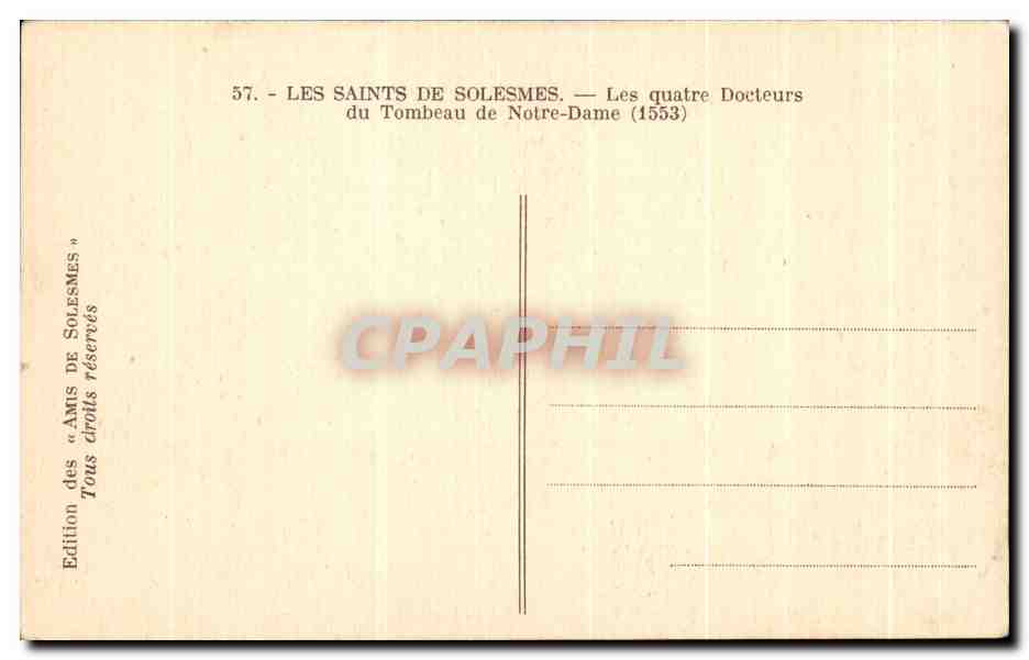 CPA Les Saints De Solesmes Les Quatre Docteurs du Tombeau de Notre Dame — Verso