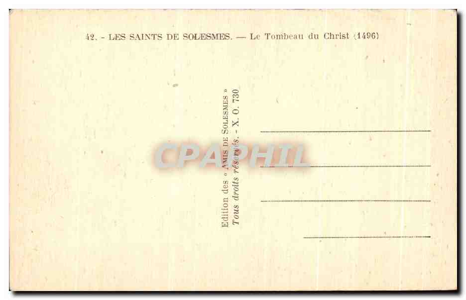 CPA Les Saints De Solesmes Le Tombeau du Christ — Verso