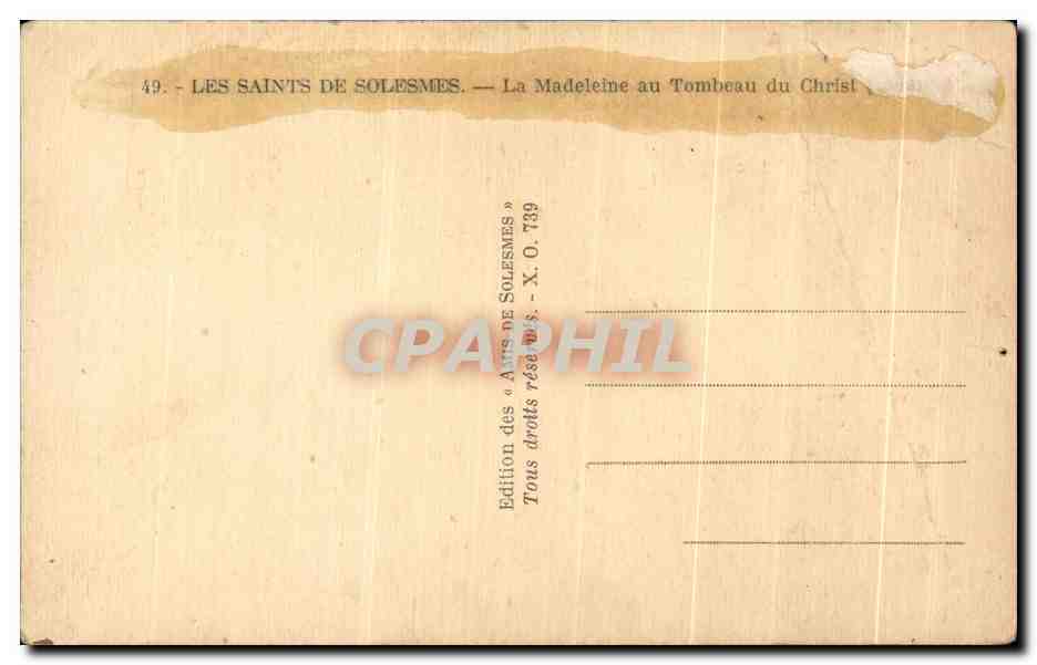 CPA Les Saints De Solesmes La Madeleine au Tombeau du Christ — Verso