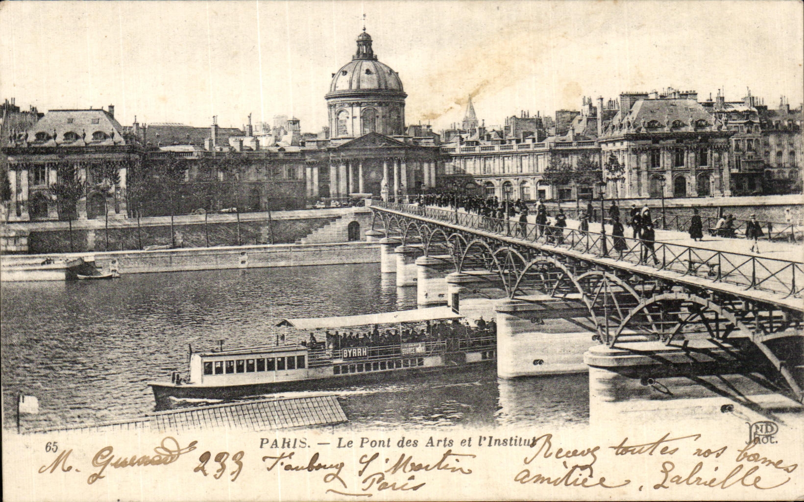 CPA Paris Le Pont des Arts et l'Institut Peniche 