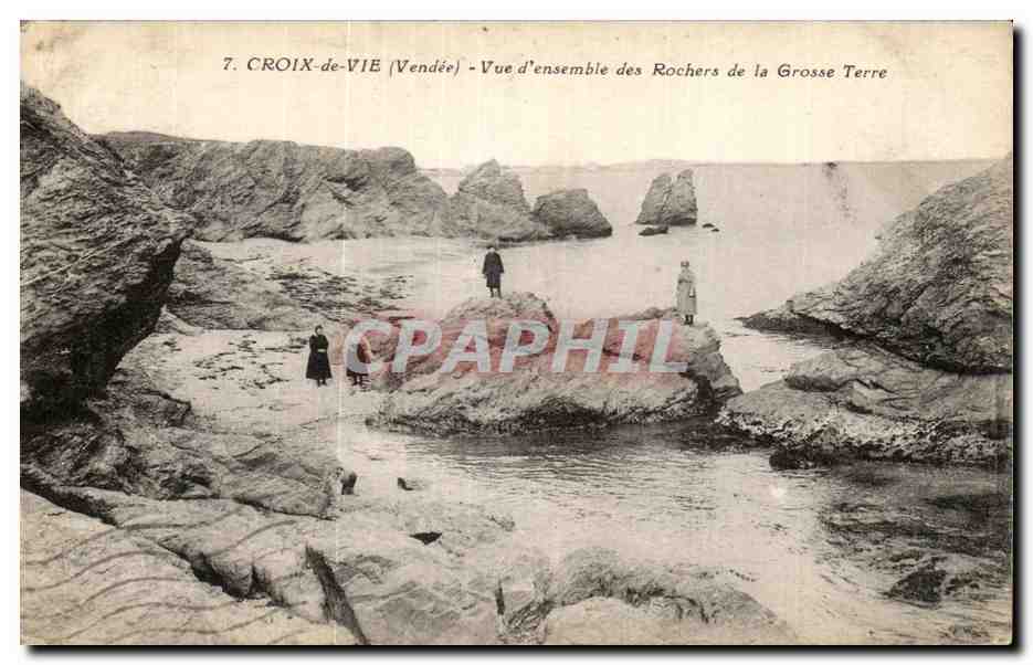 Croix-de-Vie (Vendée) — Vue d'ensemble des Rochers de la Grosse Terre — N.P. Éditeur de VIE