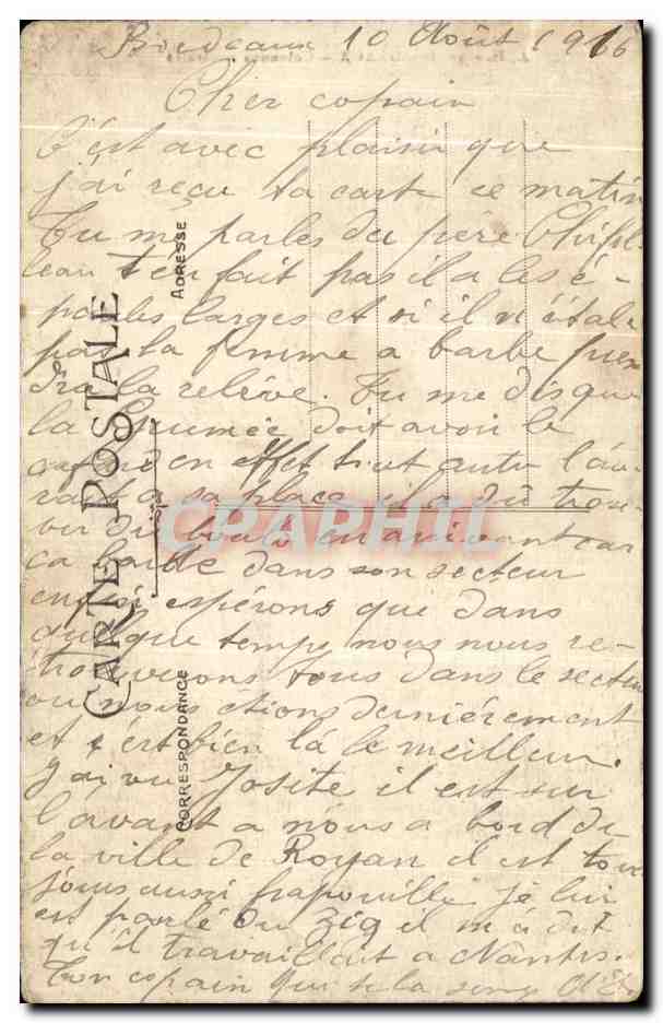 CPA Bordeaux Colonnes Rostrales — Verso