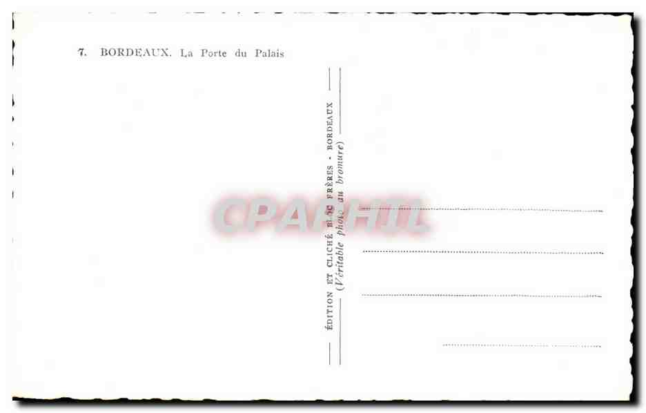 CPA Bordeaux La porte du Palais — Verso