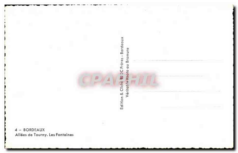 CPA Bordeaux Les Allees De Tourny Les Fontaines — Verso