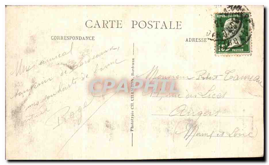 CPA Bordeaux Monument des Girondins — Verso