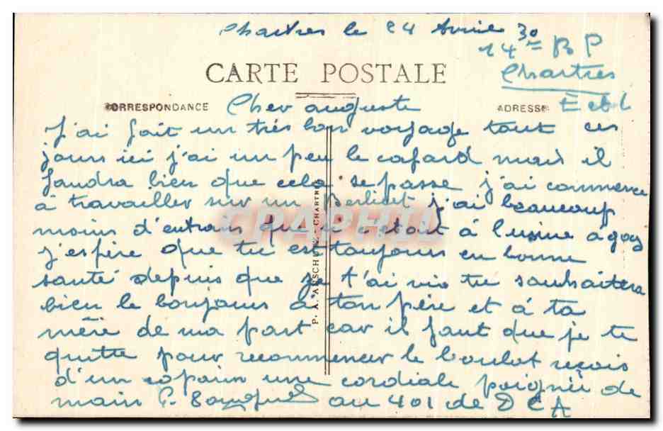 CPA Chartres La Porte Guillaume — Rückseite