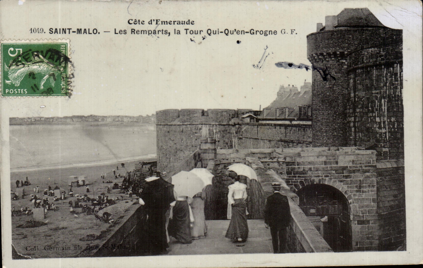 Tarjeta postal antigua Saint Malo Los Muros de Defensa La Torre Que Quien En Grogne