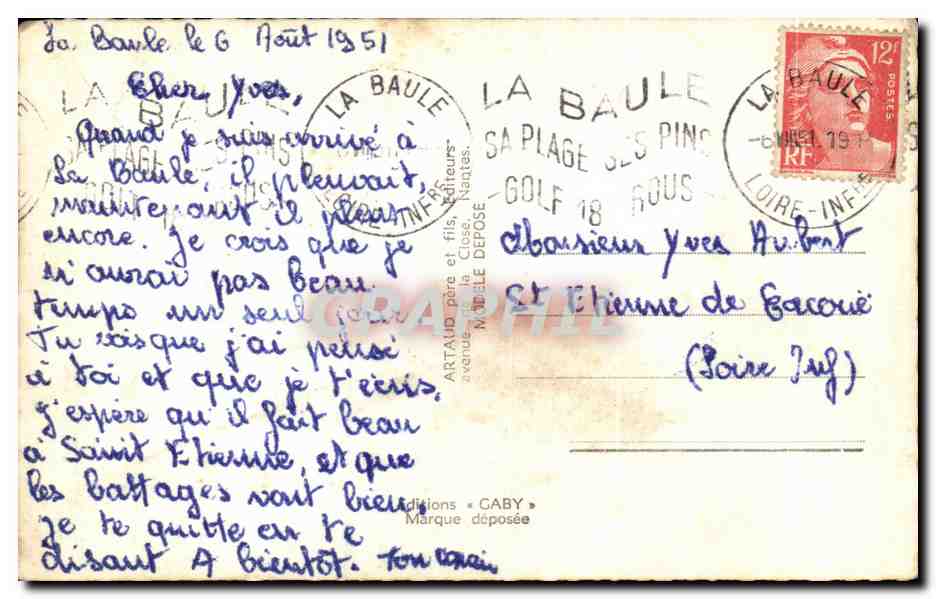 CPA La Baule — Verso