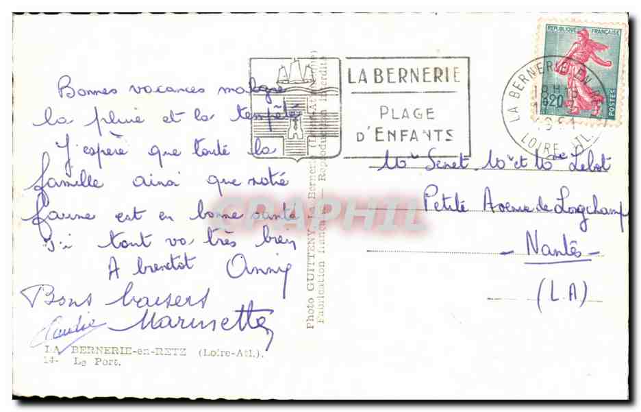 CPA Bernerie en Retz Le Port — Rückseite