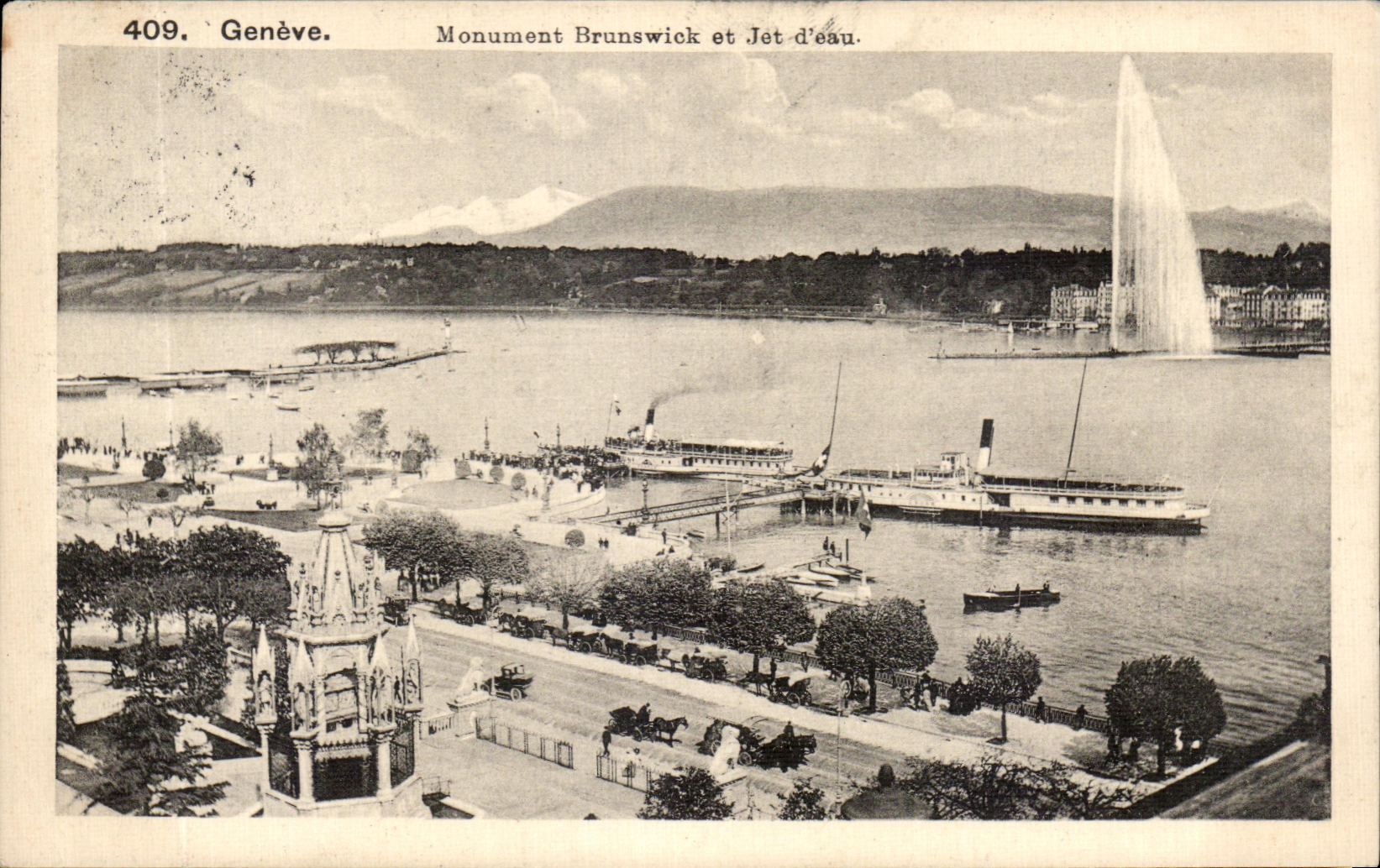 CPA Geneve Monument Brunswick et Jet d'eau