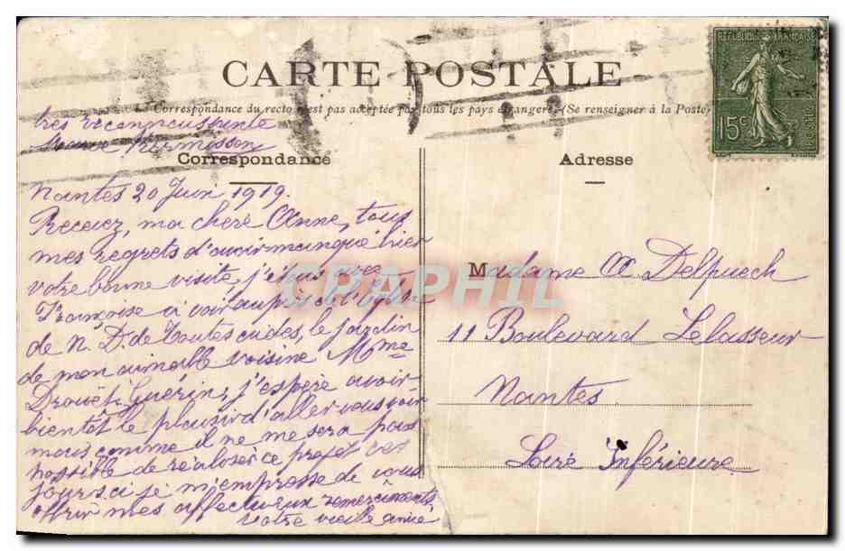 CPA Nantes Basiliques St Donatien — Verso