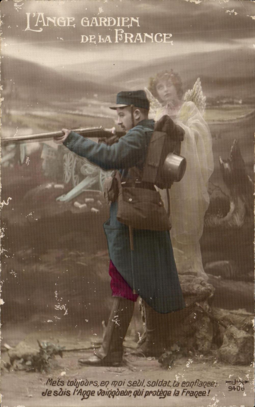 CPA Fantaisie Militaria L'Ange Gardien De la France Angel