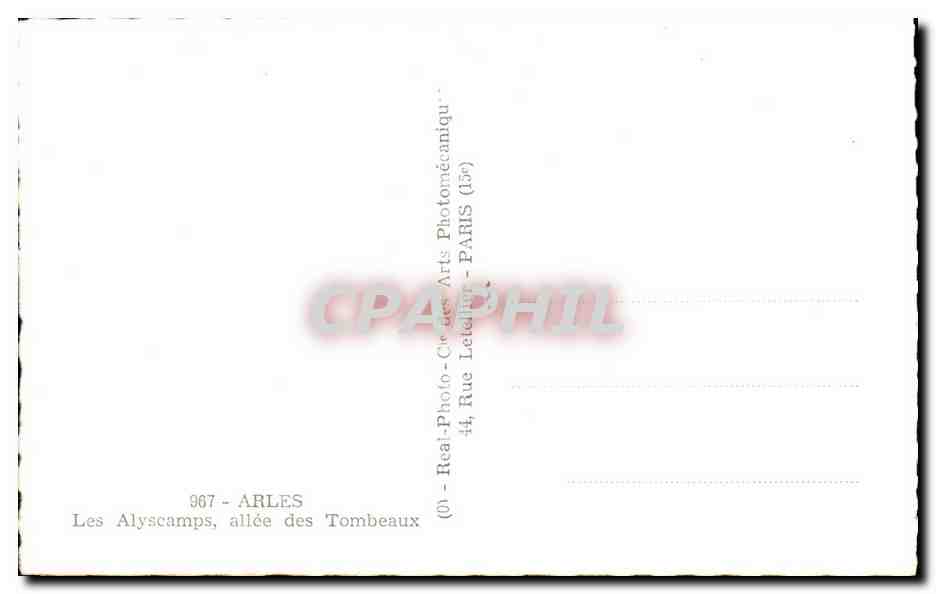 CPA Arles Les Alyscamps allee des Tombeaux — Rückseite