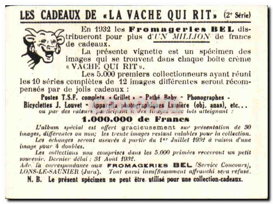 Image La Vache qui rit L'Exposition Coloniale Specimen Section Tunisienne Le marabout et le minaret — Rückseite
