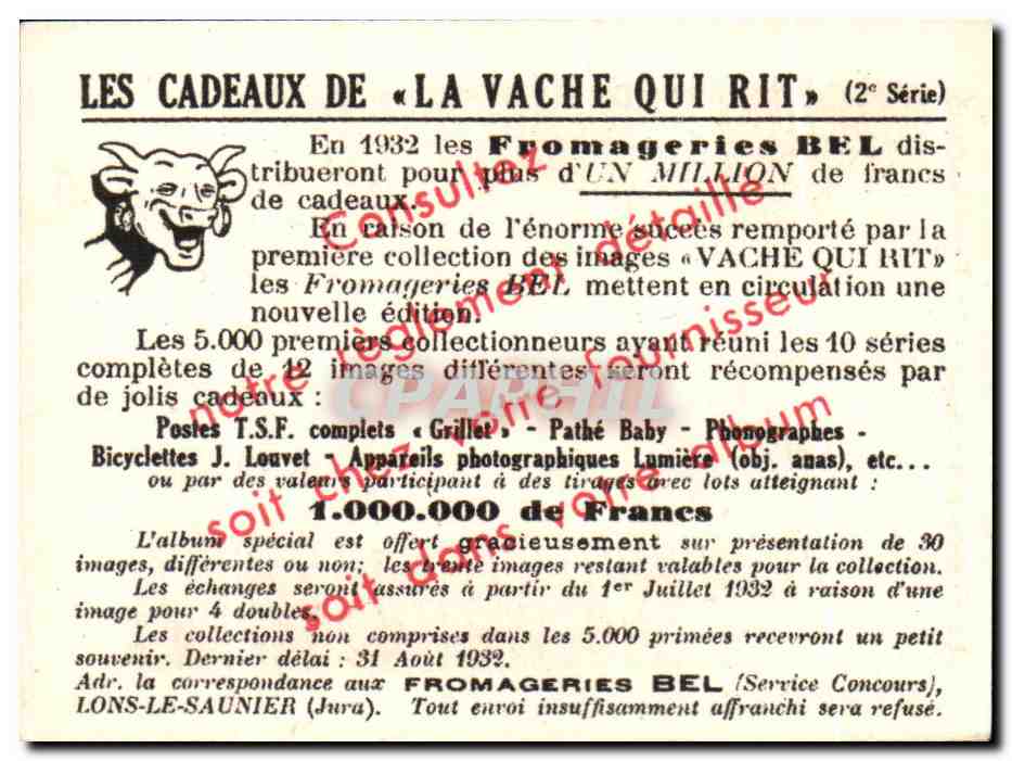 Image La Vache qui rit La France Pittoresque la Franche Comte Le Herisson La Cascade en Eventail — Rückseite