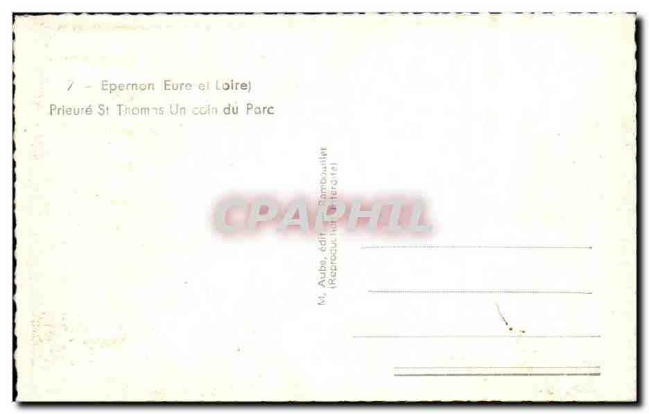 CPA Epernon Eure et Loire Prieure St Thomas Un coin du Parc — Rückseite