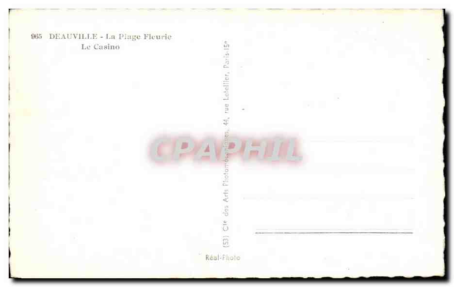 CPA Deauville La Plage Fleurie Le casino — Verso