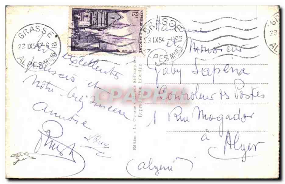 Grasse — Vue panoramique sur Cannes et les îles de Lérins — Édition La Cigogne, Grasse — Verso