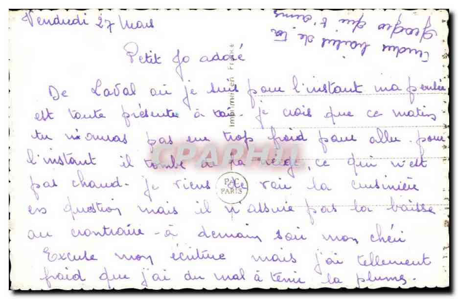 CPA Fantaisie Femme Couple Coeur — Rückseite