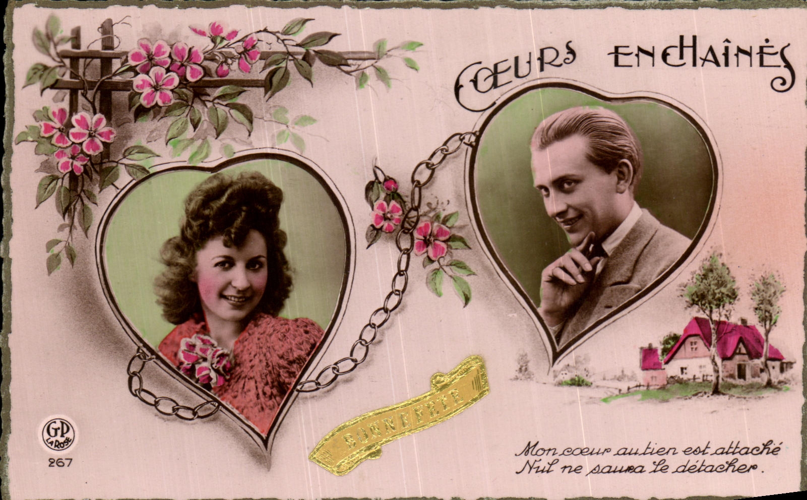 CPA Fantaisie Fleurs Femme Couple