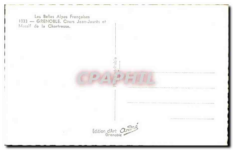 CPA Les Belles Alpes Francaises Grenoble Cours Jean Jaures  — Verso