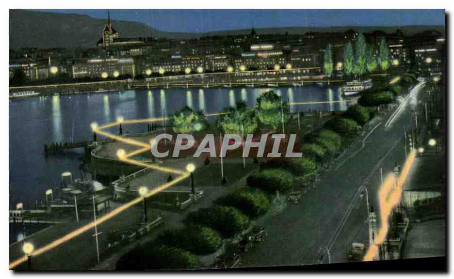 CPSM Geneve Vue de nuit