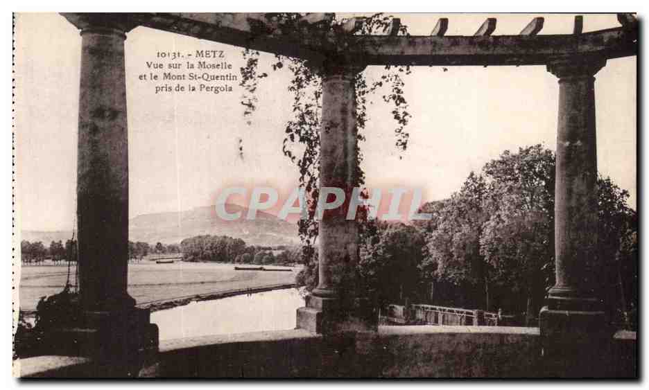 Vue sur la Moselle et le Mont Saint-Quentin à Metz — prise de la Pergola — n° 10131