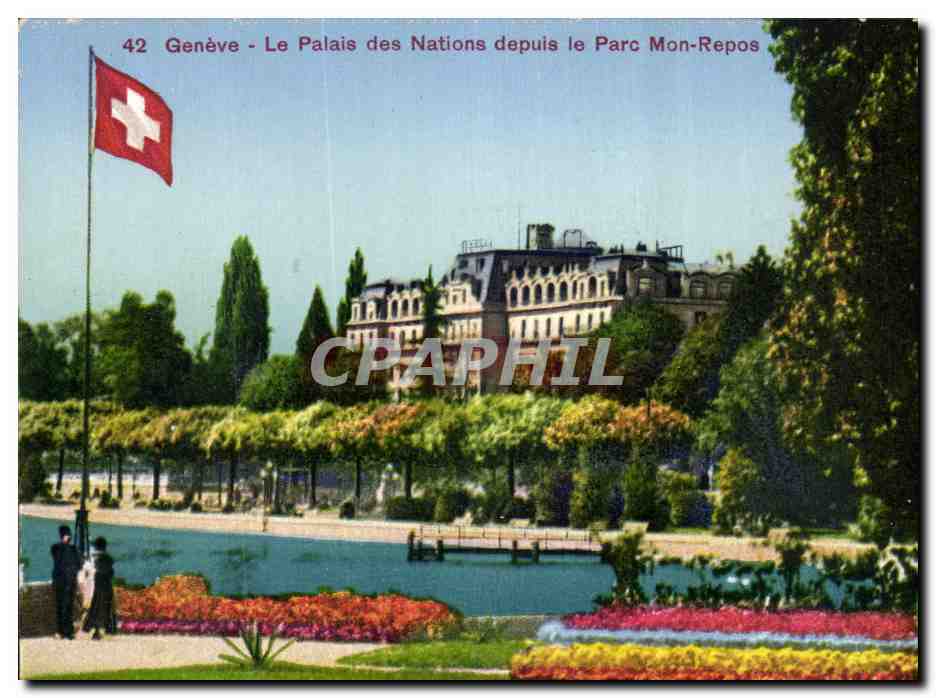 CPA Geneve Le palais des Nations Depuis le parc Mon Repos 